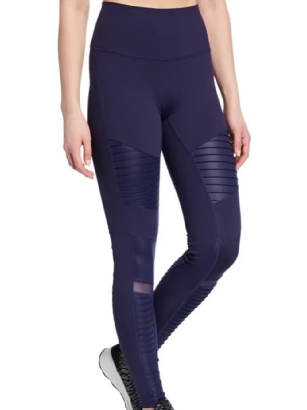 Alo Yoga Moto Navy Leggings wBlue Mesh Panels-Women's M